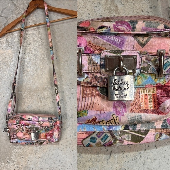 Vintage/y2k Kathy Ireland pink postcard print cross body rectangular bag - Picture 1 of 12